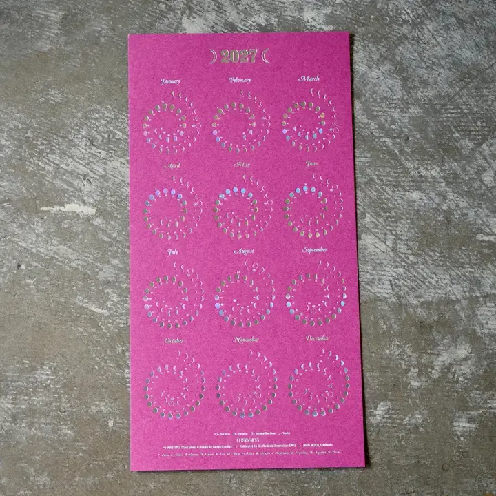 Margins Imprint - MAR MAR CAWA - 2027 Fuchsia Moon Phase Calendar (Small, Unframed)