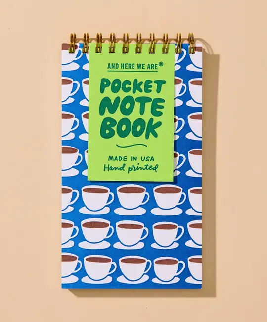 and Here We Are - AHW AHW NBPO - Coffee Mug Top Spiral Pocket Notebook, Lined