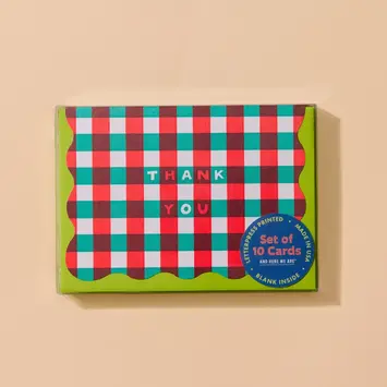 and Here We Are - AHW AHW NSTY - Winter Plaid Scalloped Edge Boxed Thank You Note Set