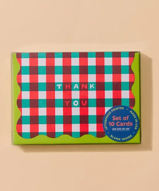 and Here We Are - AHW AHW NSTY - Winter Plaid Scalloped Edge Boxed Thank You Note Set
