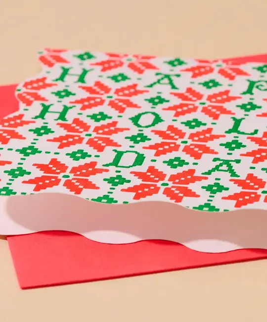 and Here We Are - AHW AHW NSHO - Cross Stitch Holiday Scalloped Edge Boxed Holiday Note Set