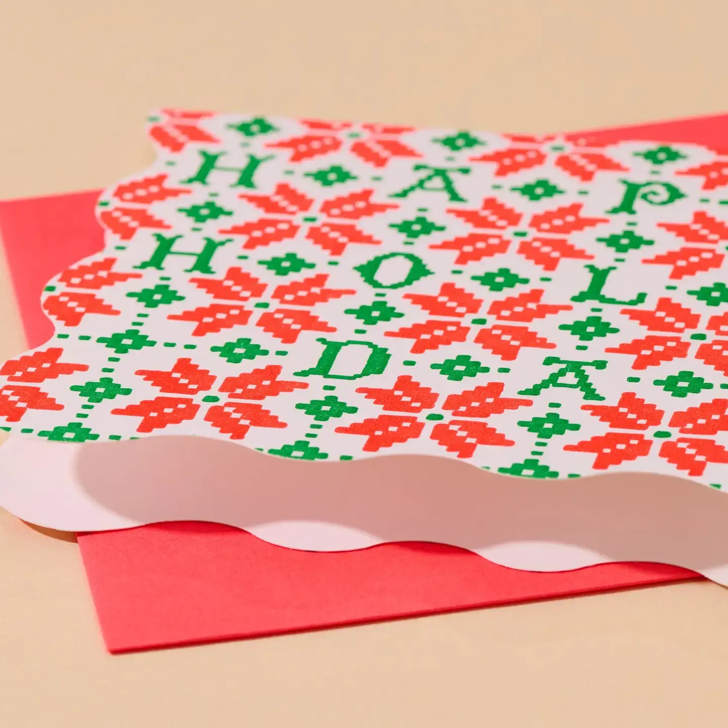 and Here We Are - AHW AHW NSHO - Cross Stitch Holiday Scalloped Edge Boxed Holiday Note Set