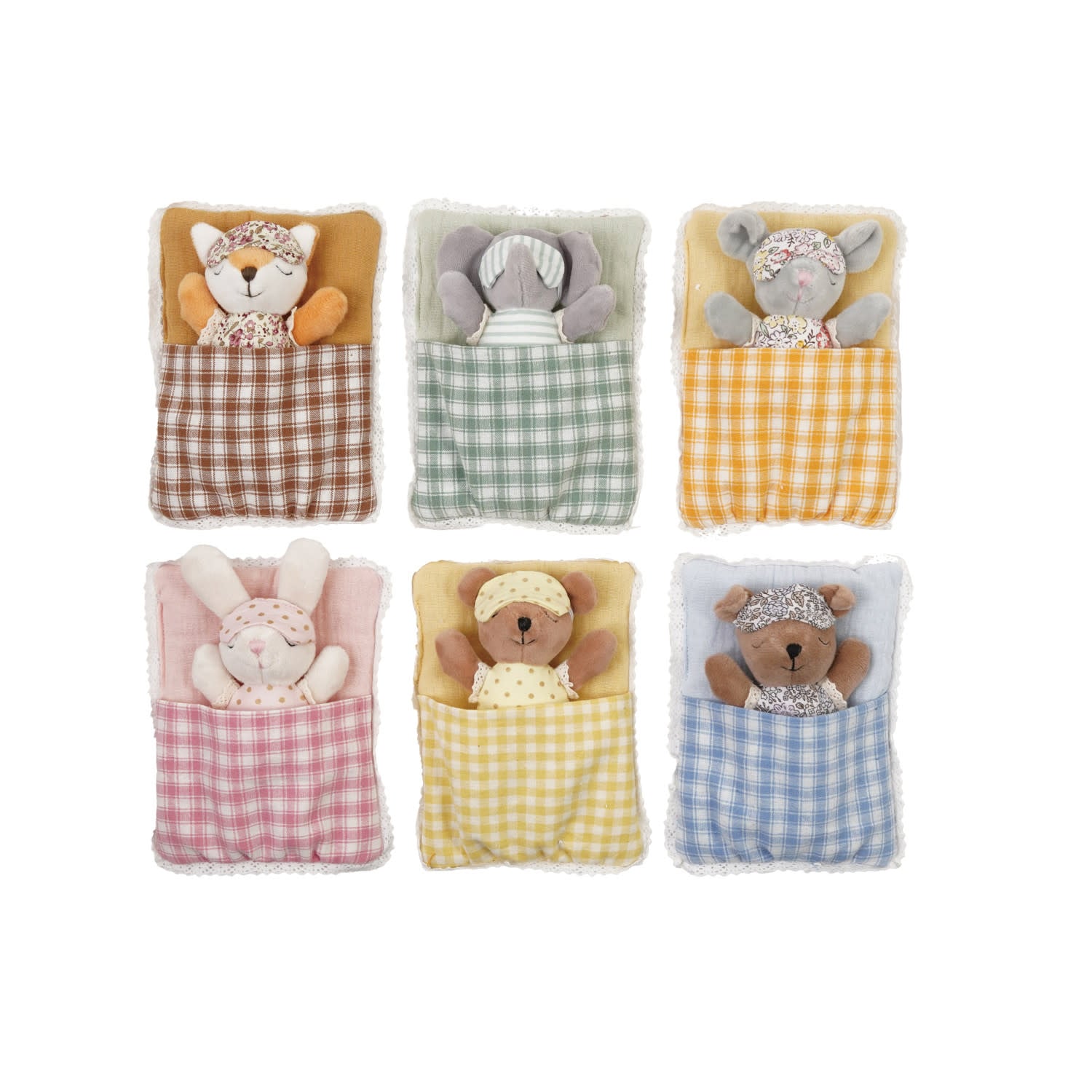 Creative Co-Op - CCO CCO BKTO - Sleeping Bag Plush Animal Stuffie with Eye Masks (Assorted Styles)