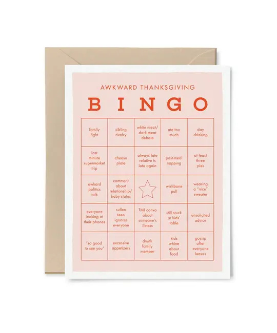 Tiny Hooray - TIH (formerly Little Goat, LG) TIHGCTH0004 - Awkward Thanksgiving Bingo Card