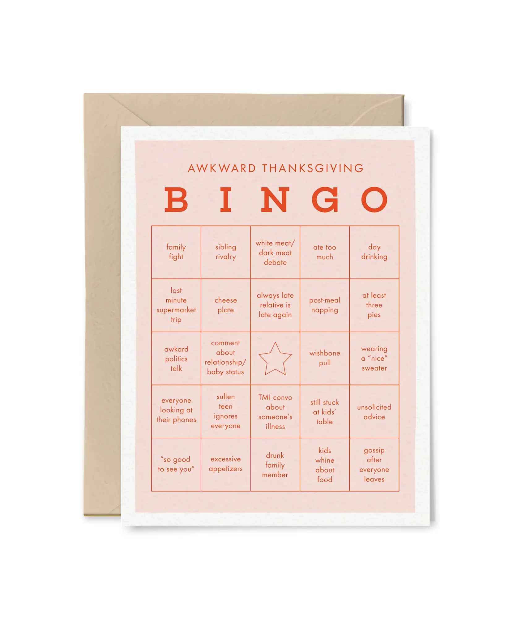 Tiny Hooray - TIH (formerly Little Goat, LG) TIHGCTH0004 - Awkward Thanksgiving Bingo Card