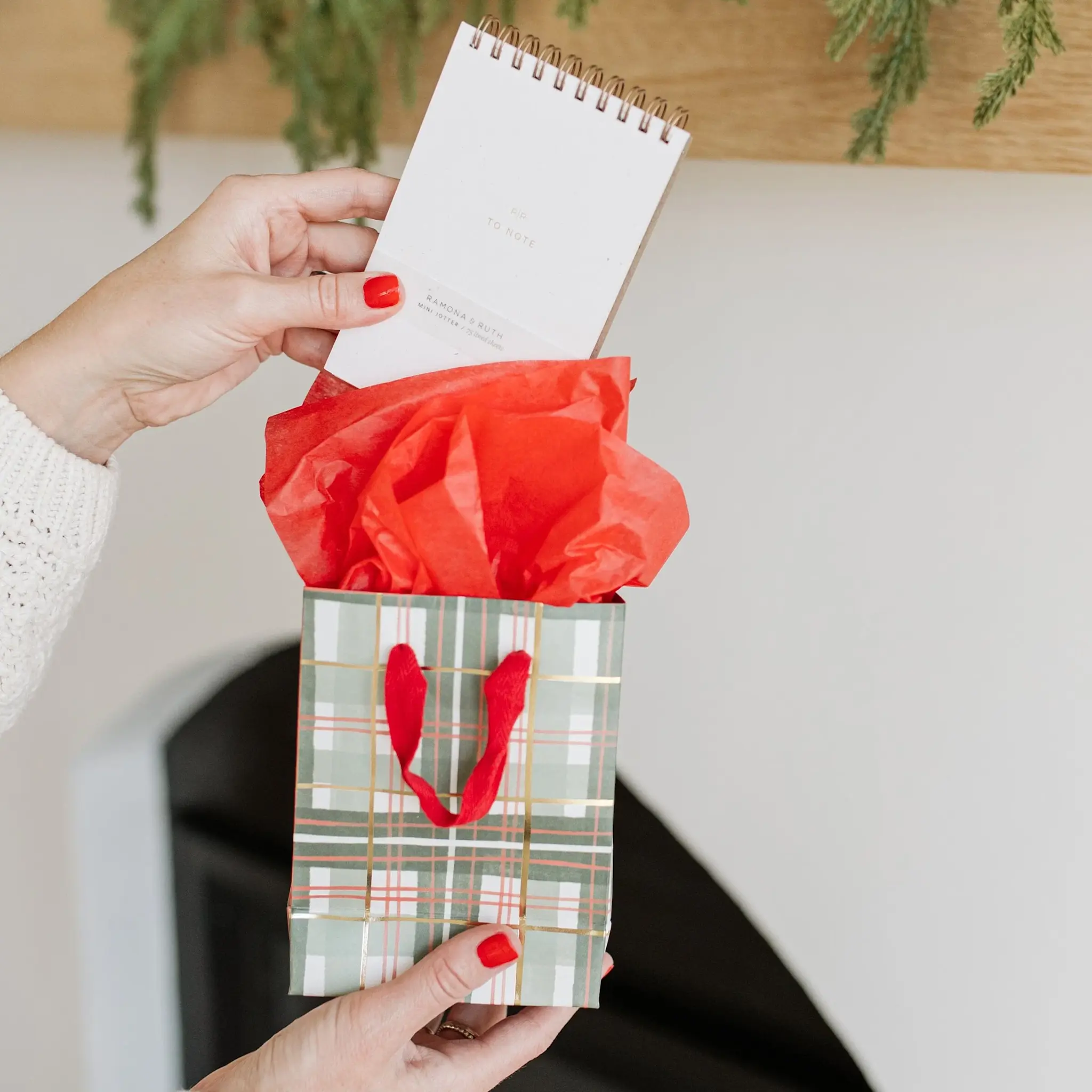 Ramona and Ruth - RR RR GBSM - Holiday Plaid Small Gift Bag