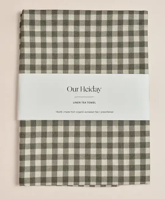 Our Heiday - OH OH HGKL - Grey Espresso Gingham Linen Tea Towel