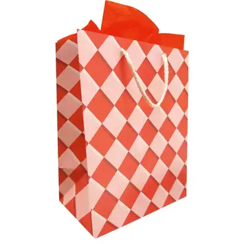 The Social Type - TST TST GBME - Tangy Red Graphic Checker Medium Gift Bag
