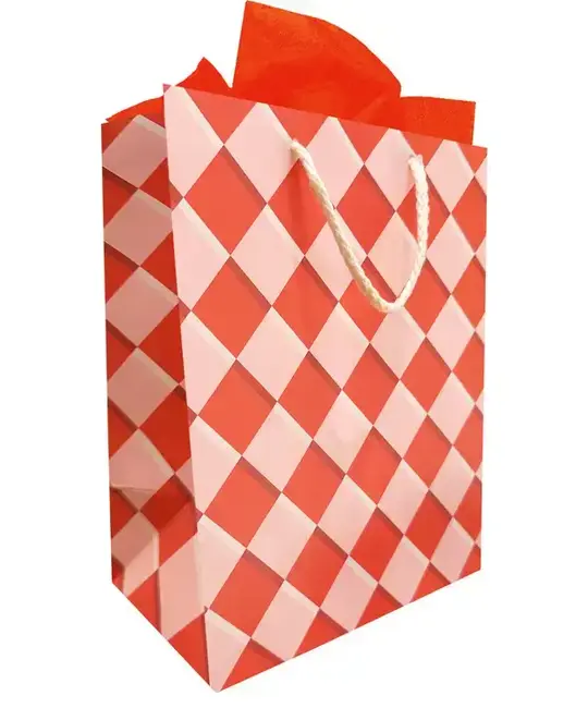 The Social Type - TST TST GBME - Tangy Red Graphic Checker Medium Gift Bag