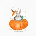 Dear Hancock - DH DHGCHA0013 - Pumpkin Carving Hoppy Halloween Card