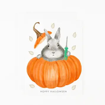 Dear Hancock - DH DHGCHA0013 - Pumpkin Carving Hoppy Halloween Card