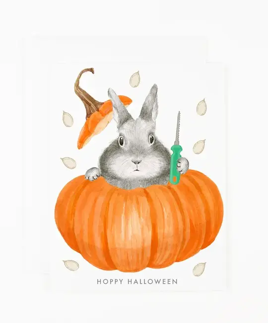 Dear Hancock - DH DHGCHA0013 - Pumpkin Carving Hoppy Halloween Card