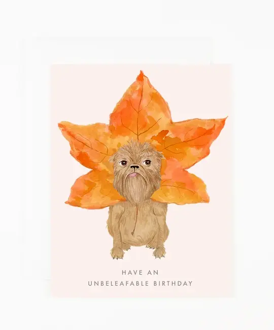 Dear Hancock - DH DHGCBI0093 - Dog with Leaf Unbeleafable Birthday Card