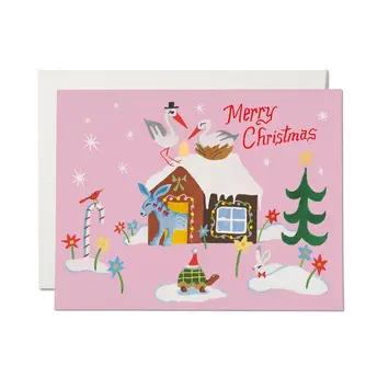 Red Cap Cards - RCC RCCGCHO0084 - Away in a Manger Animals Holiday Card