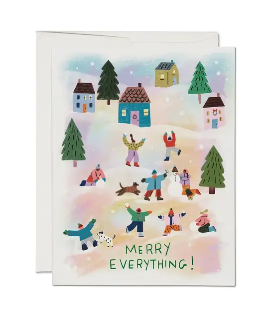 Red Cap Cards - RCC RCCGCHO0083 - Merry Everything Snowy Town Holiday Card