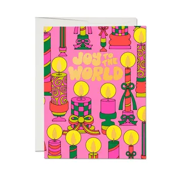 Red Cap Cards - RCC RCCGCHO0082 - Jingle Glow Joy To The World Candles Holiday Card