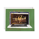 Red Cap Cards - RCC RCCGCHO0080 - Fireplace Glow Laptop Computer Holiday Card