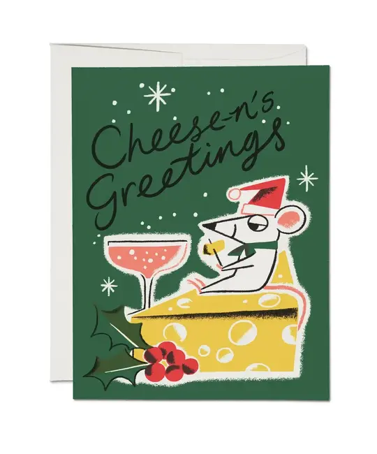 Red Cap Cards - RCC RCCGCHO0077 - Cheese-n's Greetings Mouse Holiday Card