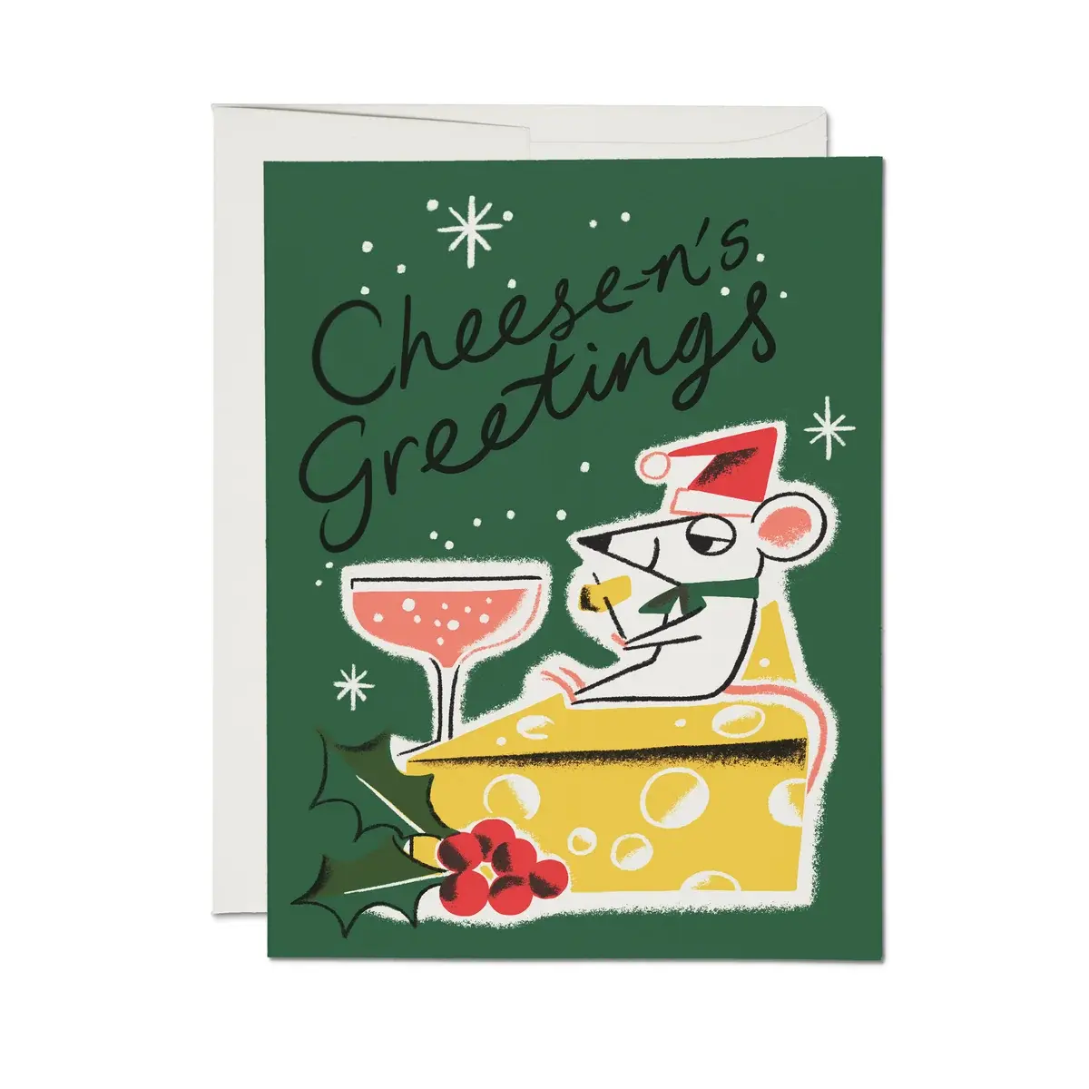 Red Cap Cards - RCC RCCGCHO0077 - Cheese-n's Greetings Mouse Holiday Card