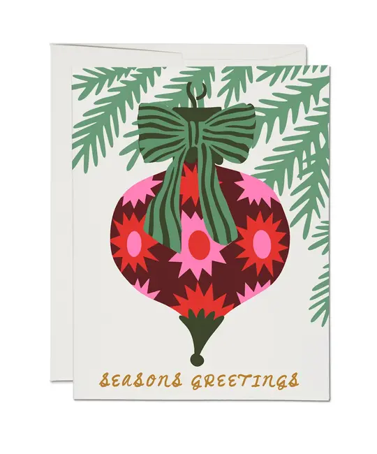 Red Cap Cards - RCC RCCGCHO0074 - Trimmed and Tied Seasons Greetings Holiday Card