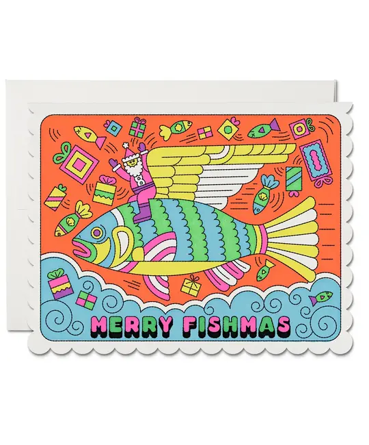 Red Cap Cards - RCC RCCGCHO0063 - Merry Fishmas Holiday Card