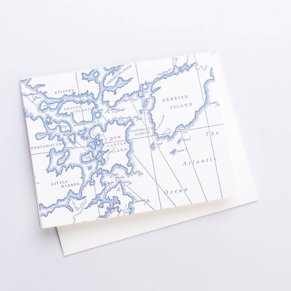 Gus and Ruby Letterpress - GR GR NSBL - Portsmouth Harbor Map Boxed Note Set, Set of 8