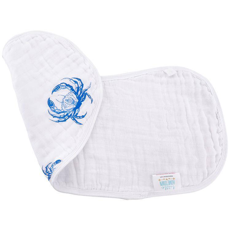 Little Hometown Blue Crab Bamboo 2-in-1 Burp Cloth & Bib