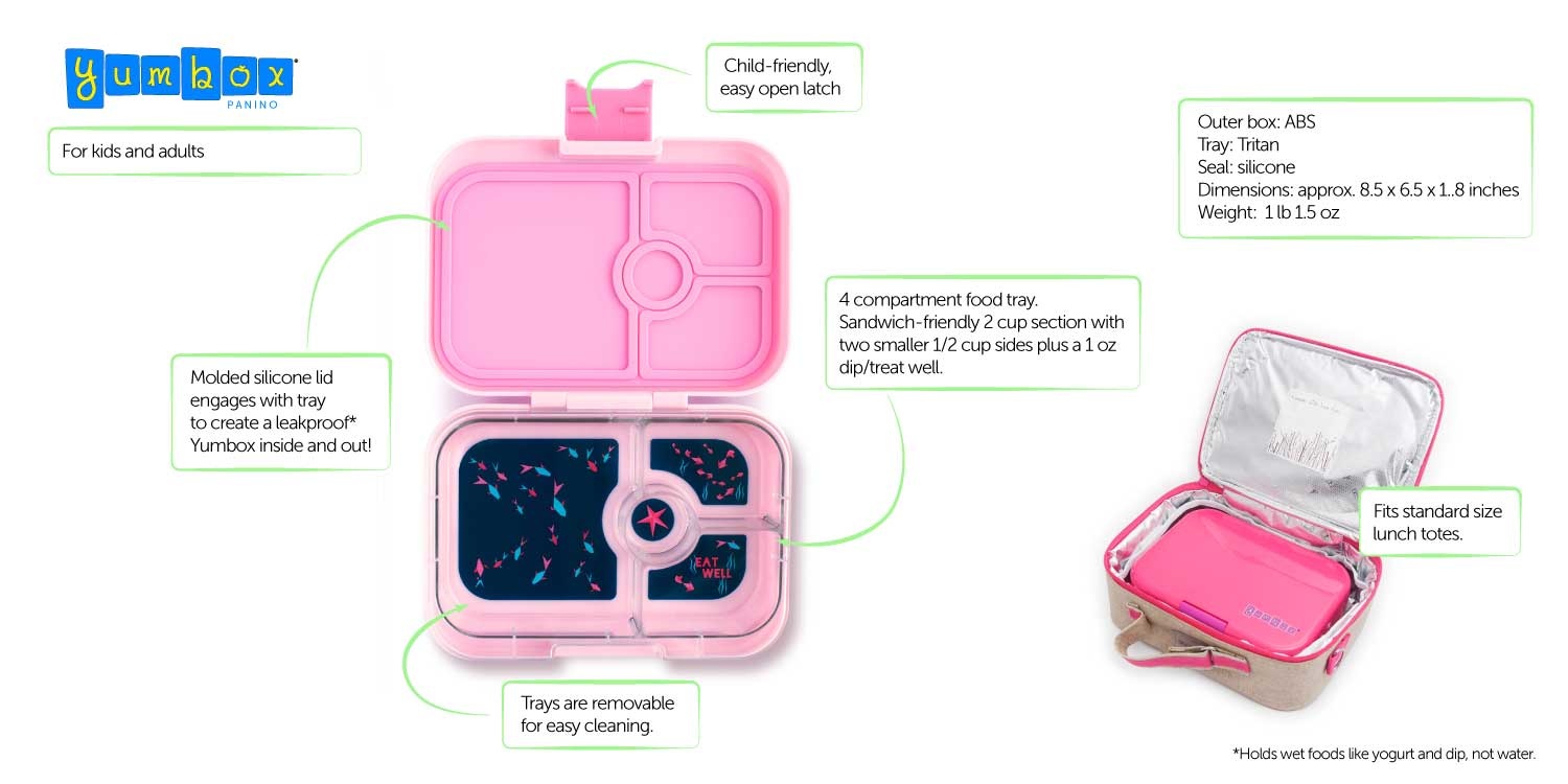 Yumbox Tapas 4.2 Cups Bento Lunch Box: Leakproof 4-Compartment Design -  Perfect for Healthy and Portion Perfect Meals for Adults & Bigger Kids