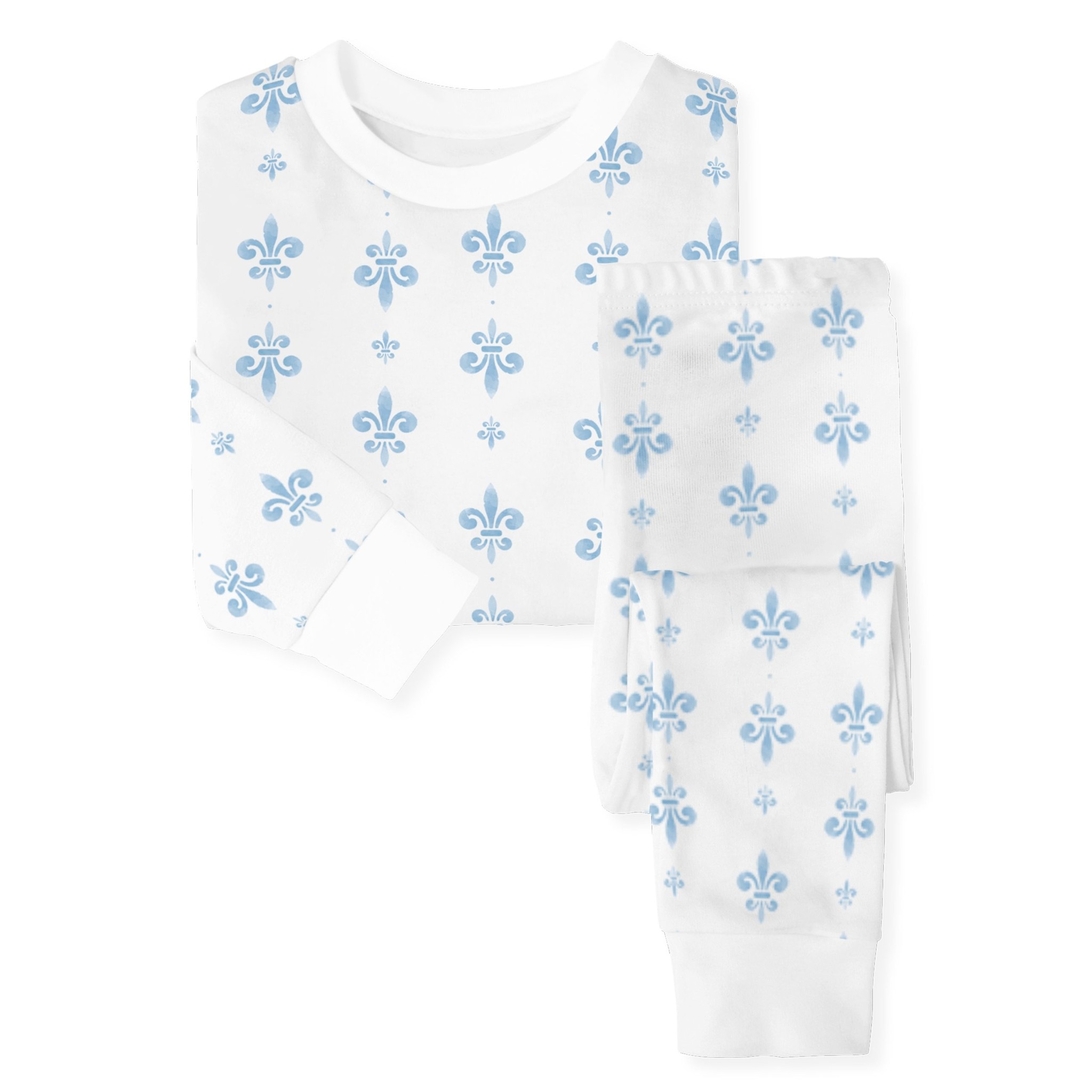 Fleur De Lis Organic Cotton Pj Set Blue Zukababy