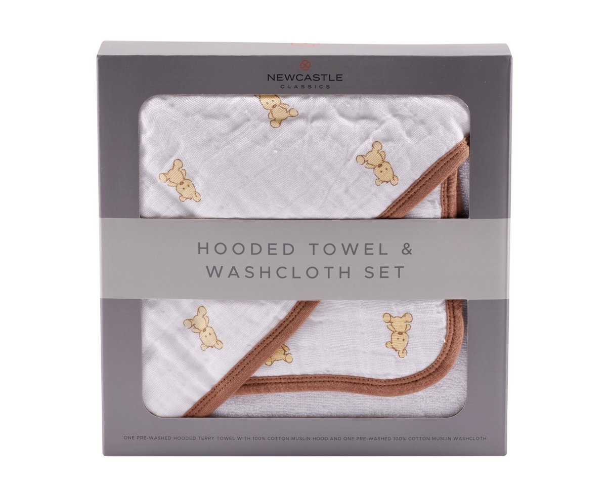 hooded towel and washcloth set