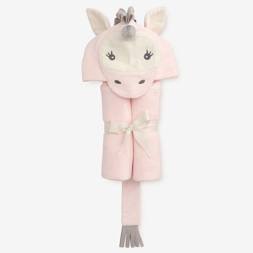 Elegant Baby Baby Bath Wrap Cotton Velour Hooded Towel - Pink Unicorn (0-24 mo)