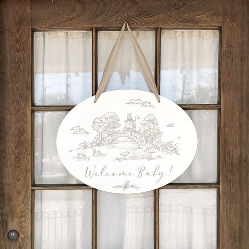 Maison Nola Storyland Toile New Baby Announcement Door Hanger (in store exclusive)