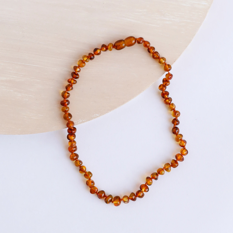Canyon Leaf Baltic Amber 11" Necklace (Polished) - Cognac