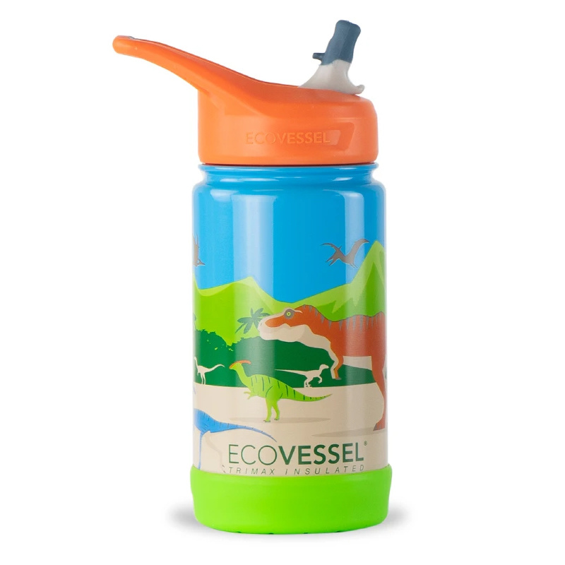 EcoVessel Frost 12 oz Stainless Steel Kids Flip Top Straw Bottle
