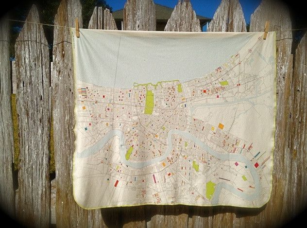 Ellen Macomber Organic NOLA Map Swaddle Blanket