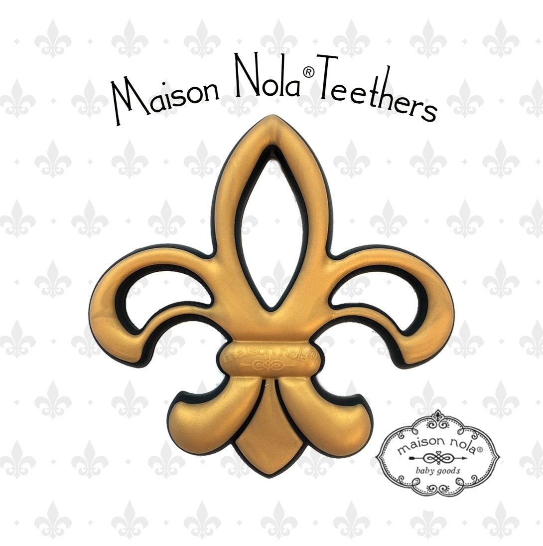 Maison Nola FleurdeLis Saints Silicone Teether