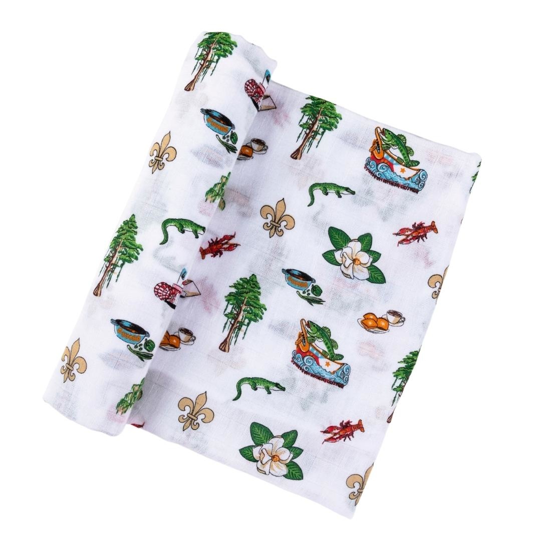 Little Hometown Louisiana Baby Bamboo Muslin Swaddle Blanket