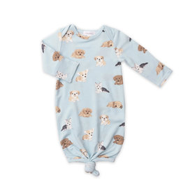 Angel Dear Soft Puppies Blue Bamboo Knotted Gown (0-3m)