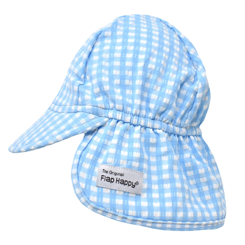 UPF 50+ Swim Flap Hat | Blue Gingham 