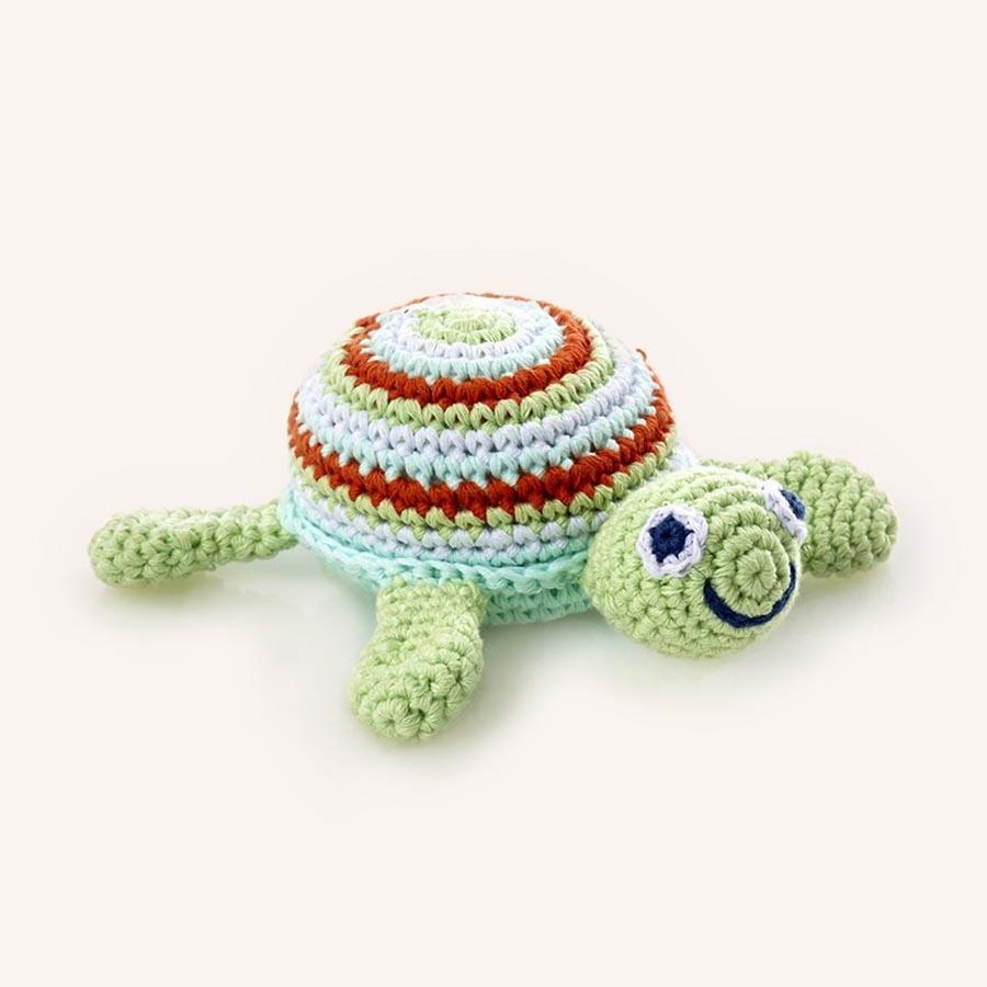 Pebble Green Sea Turtle Knitted Rattle