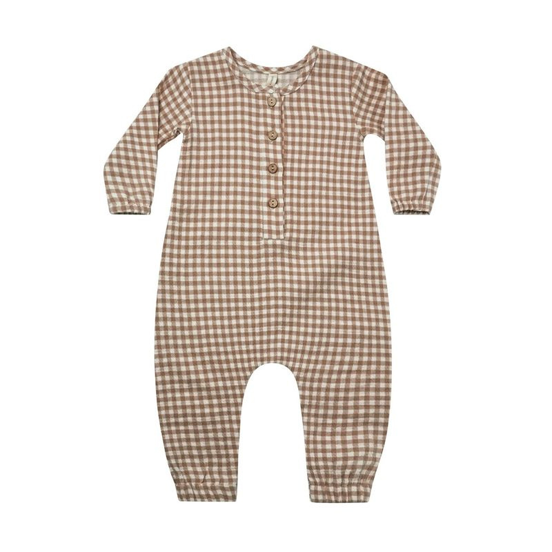 Quincy Mae Quincy Mae Organic Woven Jumpsuit | Cocoa Gingham