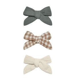 Quincy Mae Quincy Mae Organic Bow Clip Set of 3 | Dusk, Cocoa Gingham, Natural
