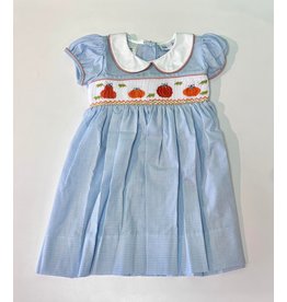 Lulu Bebe Pumpkin Blue Gingham Smock Dress