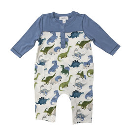 Angel Dear Painterly Dino Bamboo Romper with Pockets