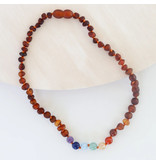 Canyon Leaf Raw Cognac Baltic Amber + Chakra Crystals Necklace