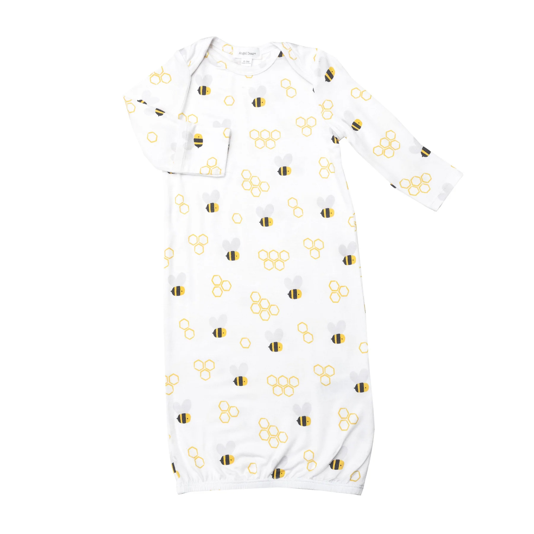 Angel Dear Bees Bamboo Lap Shoulder Gown (0-3m)