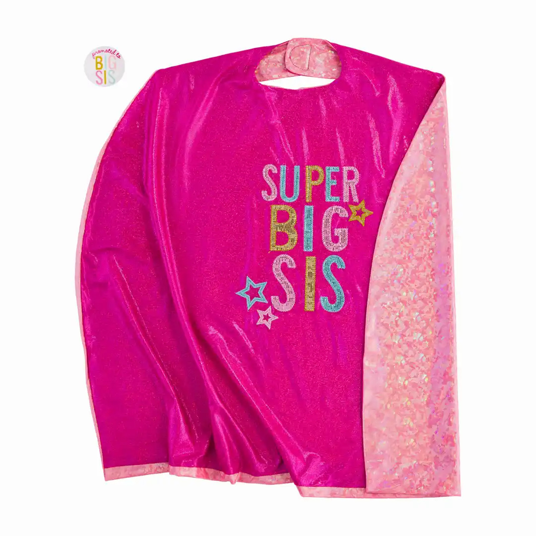 Mud Pie Super Big Sister | Big Brother Cape and Button Gift Set