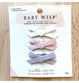 Baby Wisp 3 Tiny Wisp Clip Baby Girl Bow Faux Suede Hand Tied Giftset