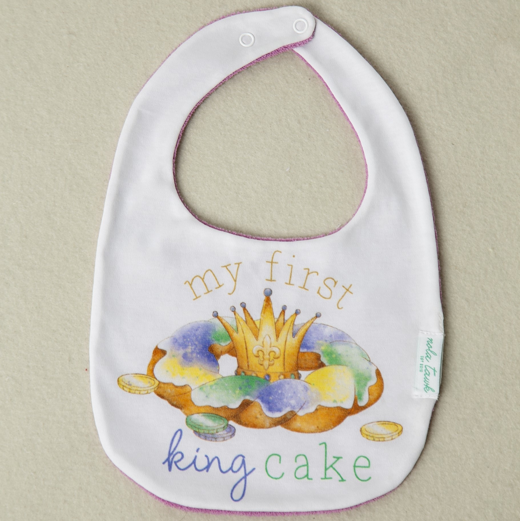 Nola Tawk My First King Cake Organic Cotton Bib