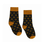 Bonfolk Black and Gold Fleur De Lis Socks (Buy One, Give One)
